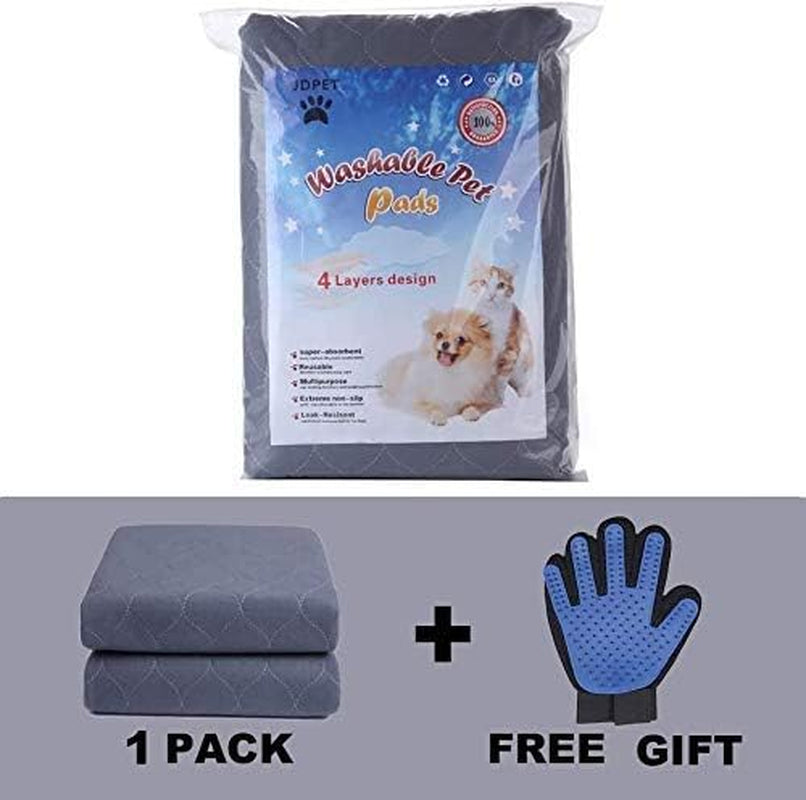 Washable Dog Pee Pads+Free Grooming Gloves - Reusable Whelping Pads,Waterproof Dog Mat Non-Slip Puppy Potty Training Pads for Dogs, Cats, Bunny