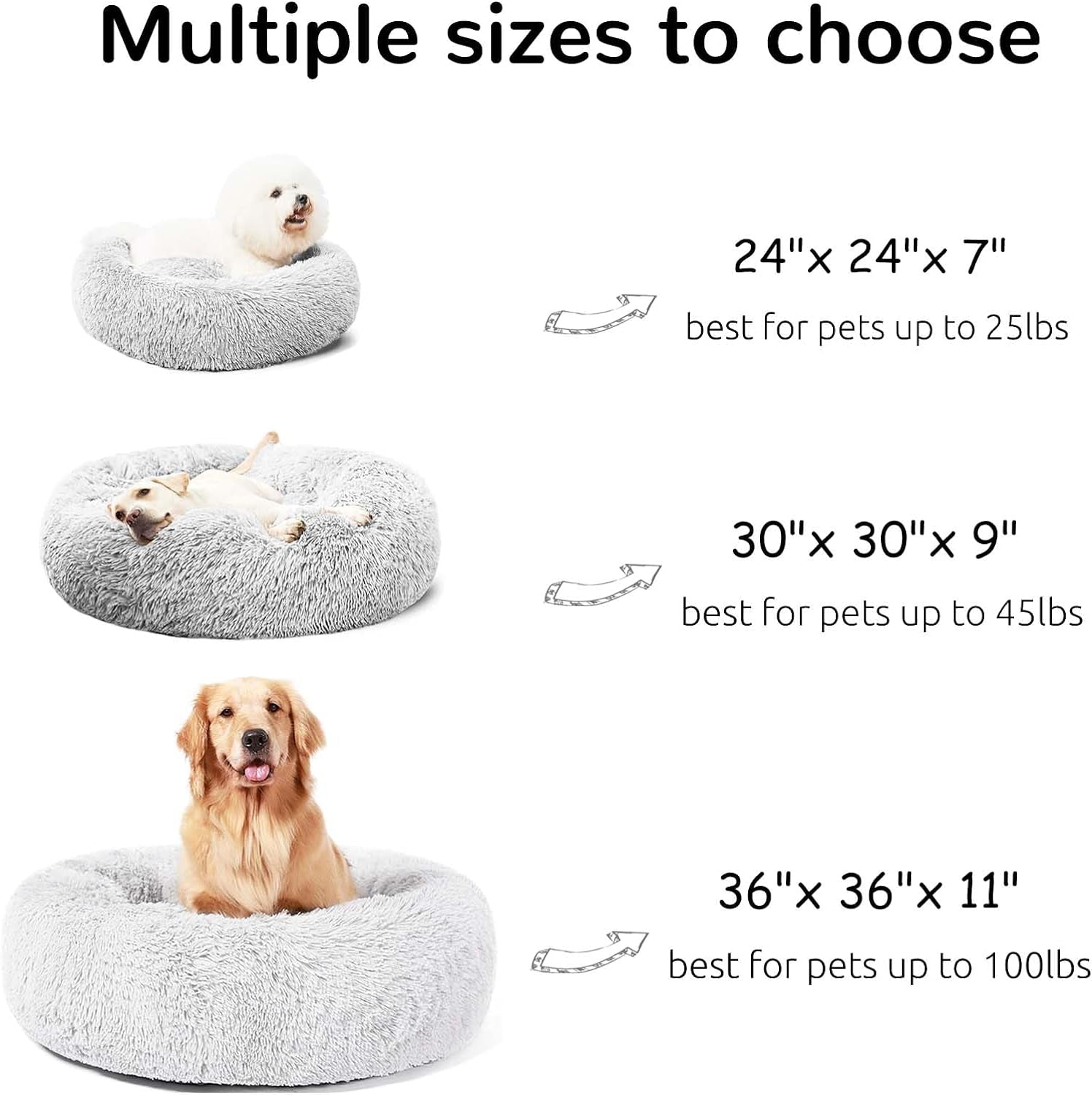 Calming Donut Dog Beds Cuddler, Dog Beds for Medium Large Dogs, Indoor Dog Calming Beds Large,30''