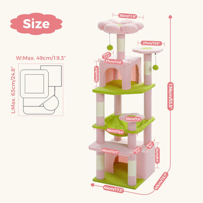 Multi-Level Cat Tree Luxury Cat Tower with Condo Hammock Cat Scrapers with Scratching Post Cat Accessories Cat Toy