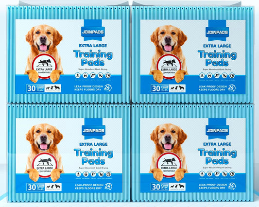 120-Count Extra Large Dog Pee Pads Puppy Pads XL, Thicker Design for Super Absorbent and Leak Proof Dog Pads, Disposable Potty Training Pads for Dogs, 28X34 Inches (Blue)