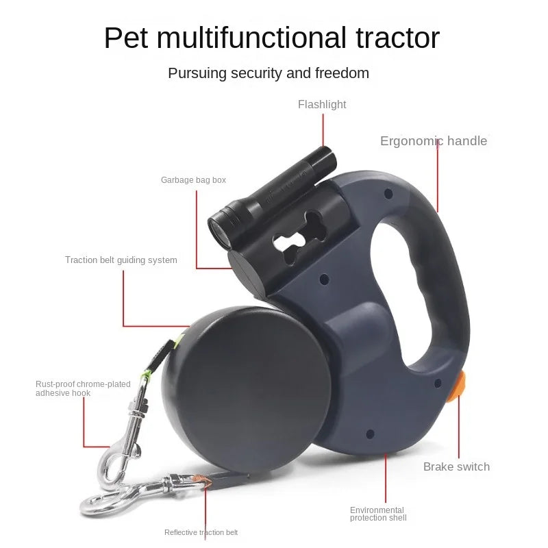 Double Dog Leash Light Retractable Roulette Double End Leash Portable Rotating Pet Leash for 2 Dogs Walking Pet Supplies