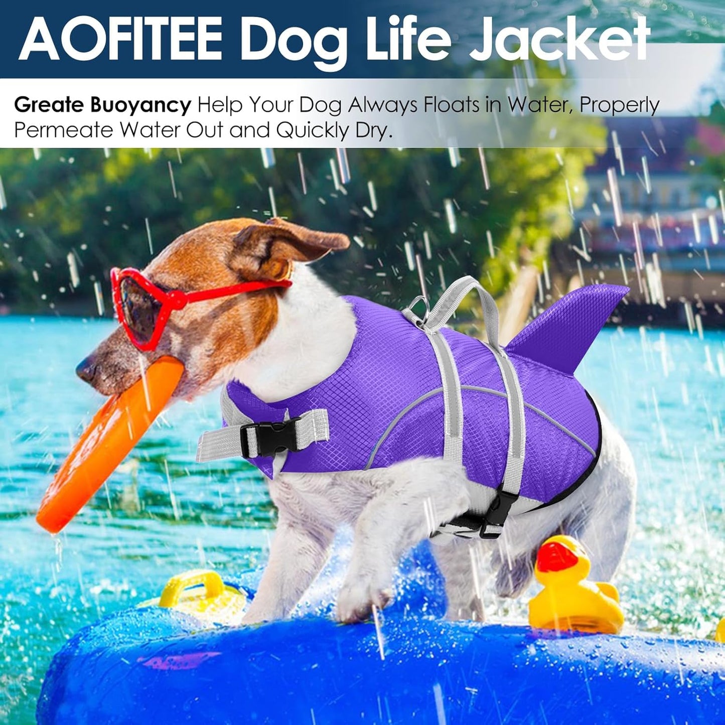 Dog Life Vest Swimming, Small Dog Life Jacket, High Flotation Dog Swim Vest with Rescue Handle, Reflective Dog Swimming Vest Swimsuit, Dog Life Preserver for Small Medium Dogs