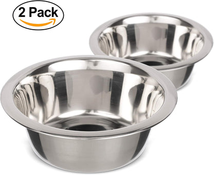 Stainless Steel Dog and Cat Bowls (2 Pack) Neater Feeder Deluxe or Express Extra Replacement Bowl (Metal Food and Water Dish) (1.5 Cup Deep)