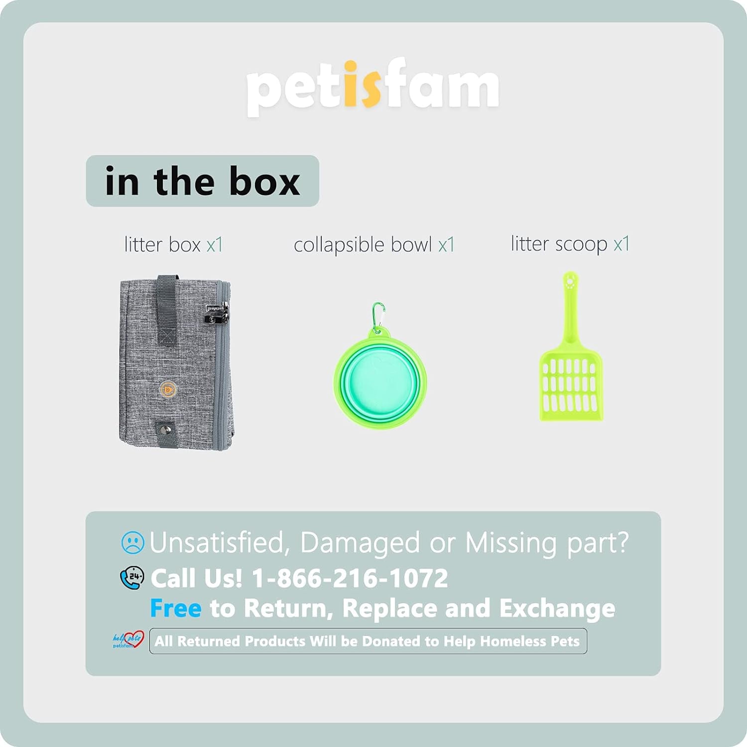 Portable Litter Box for Easy Travel with Cats and Kitties with 1 Collapsible Bowl and 1 Scoop Medium Grey