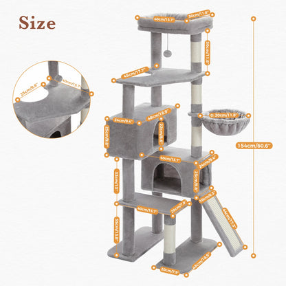 Multi-Level Cat Tree Luxury Cat Tower with Condo Hammock Cat Scrapers with Scratching Post Cat Accessories Cat Toy