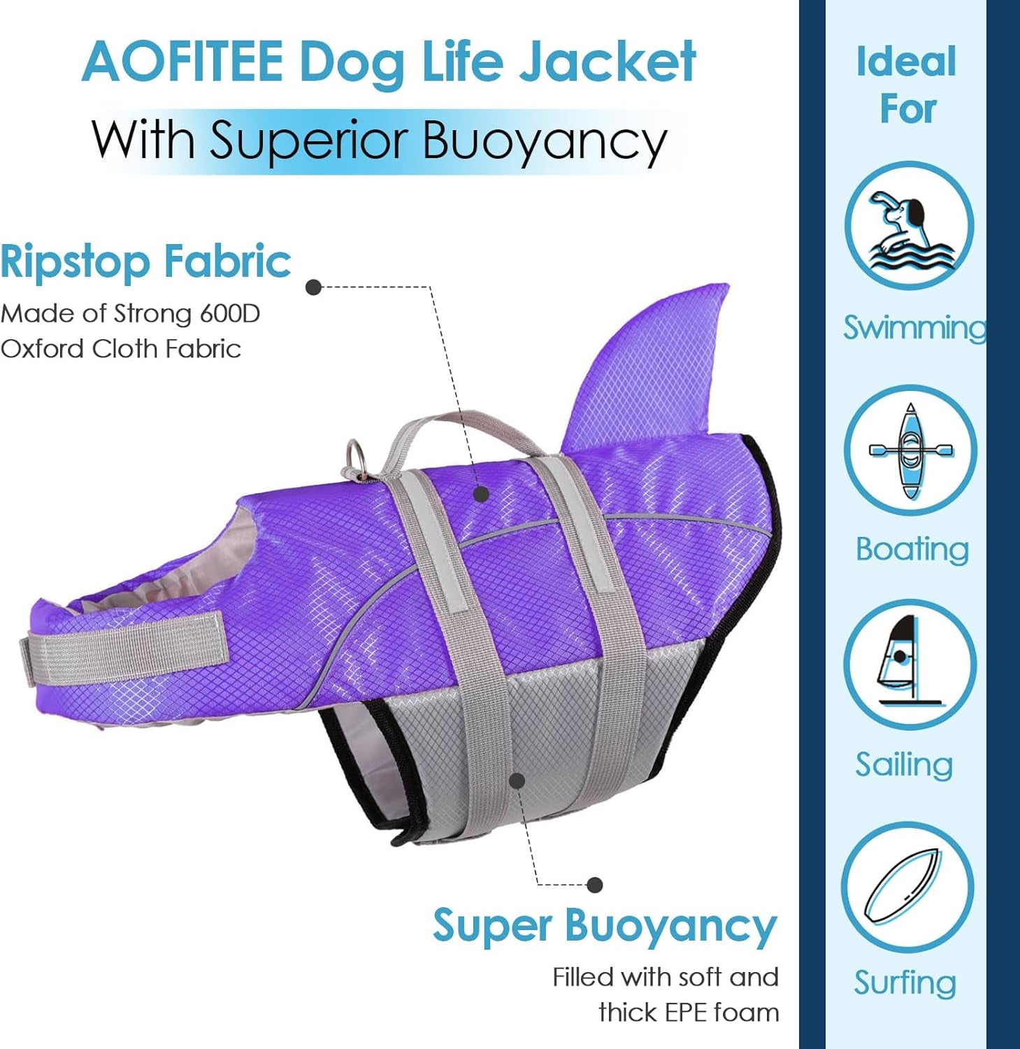 Dog Life Vest Swimming, Small Dog Life Jacket, High Flotation Dog Swim Vest with Rescue Handle, Reflective Dog Swimming Vest Swimsuit, Dog Life Preserver for Small Medium Dogs