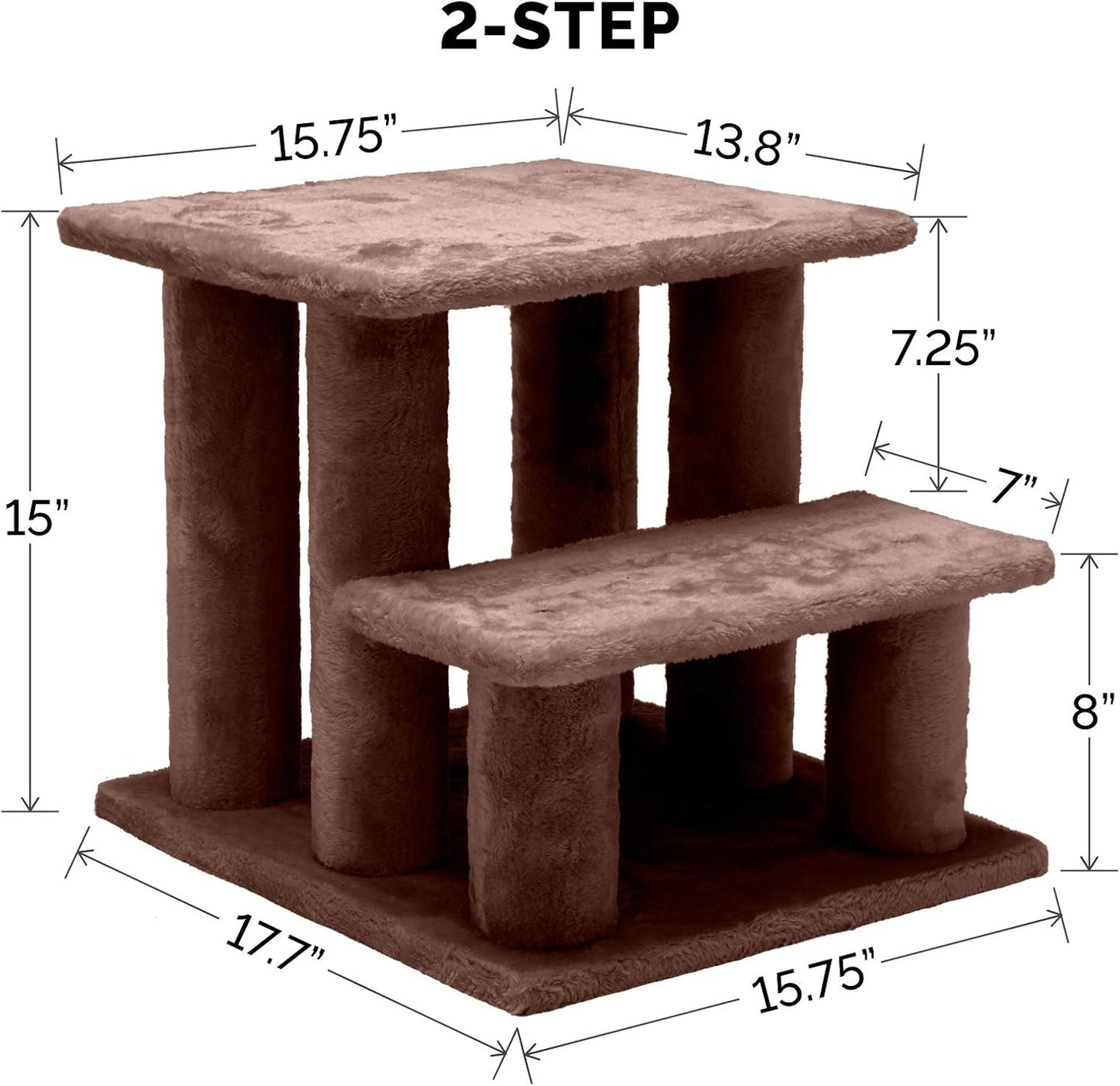 Steady Paws Multi-Step Pet Stairs for High Beds & Sofas - Brown, 3-Step