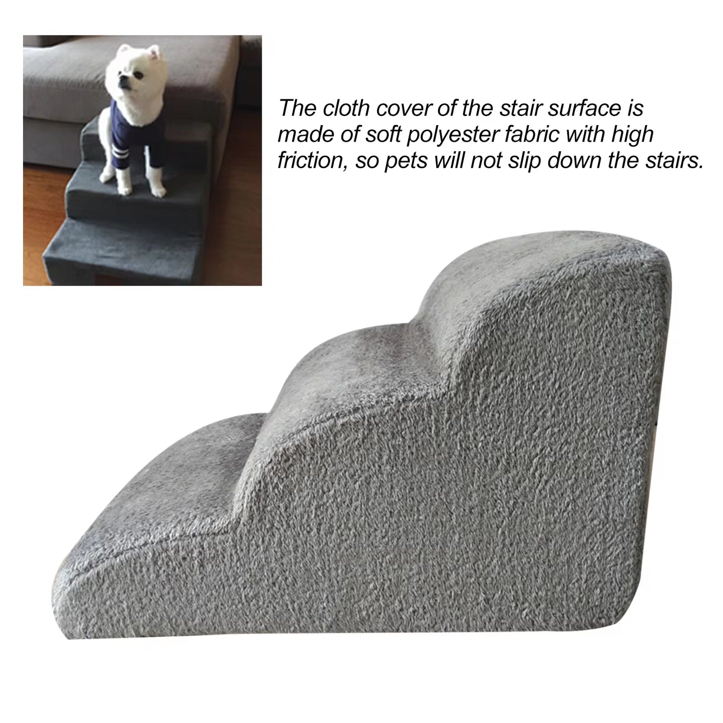 Ramp Stairs Dog Stairs Non-Slip Pet Ramp Stairs Dog Ramp for Bed Pet Dog Steps 3 Tiers Training Stairs Removable and Washable