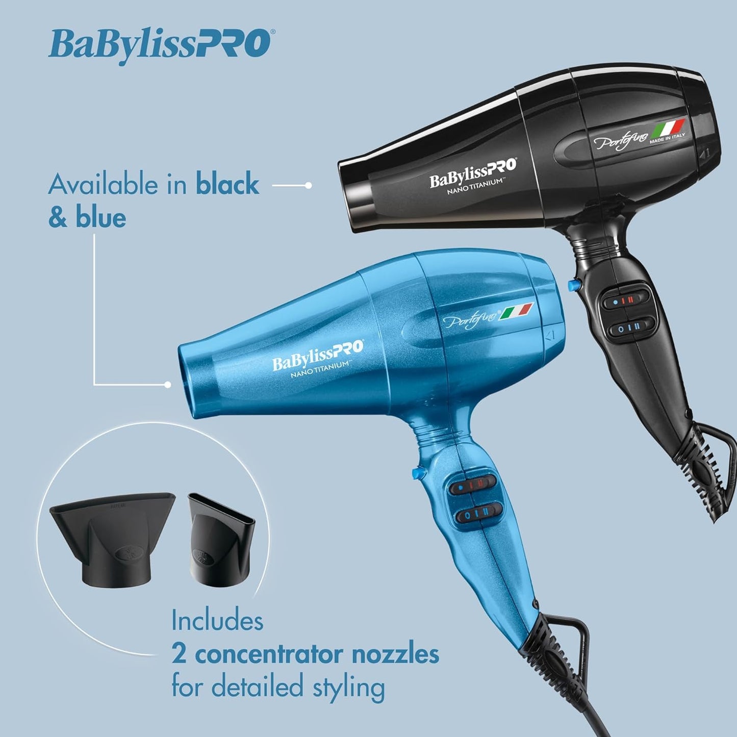 Nano Titanium Italian Portofino Hair Dryer - Professional 2000 Watt Blow Dryer