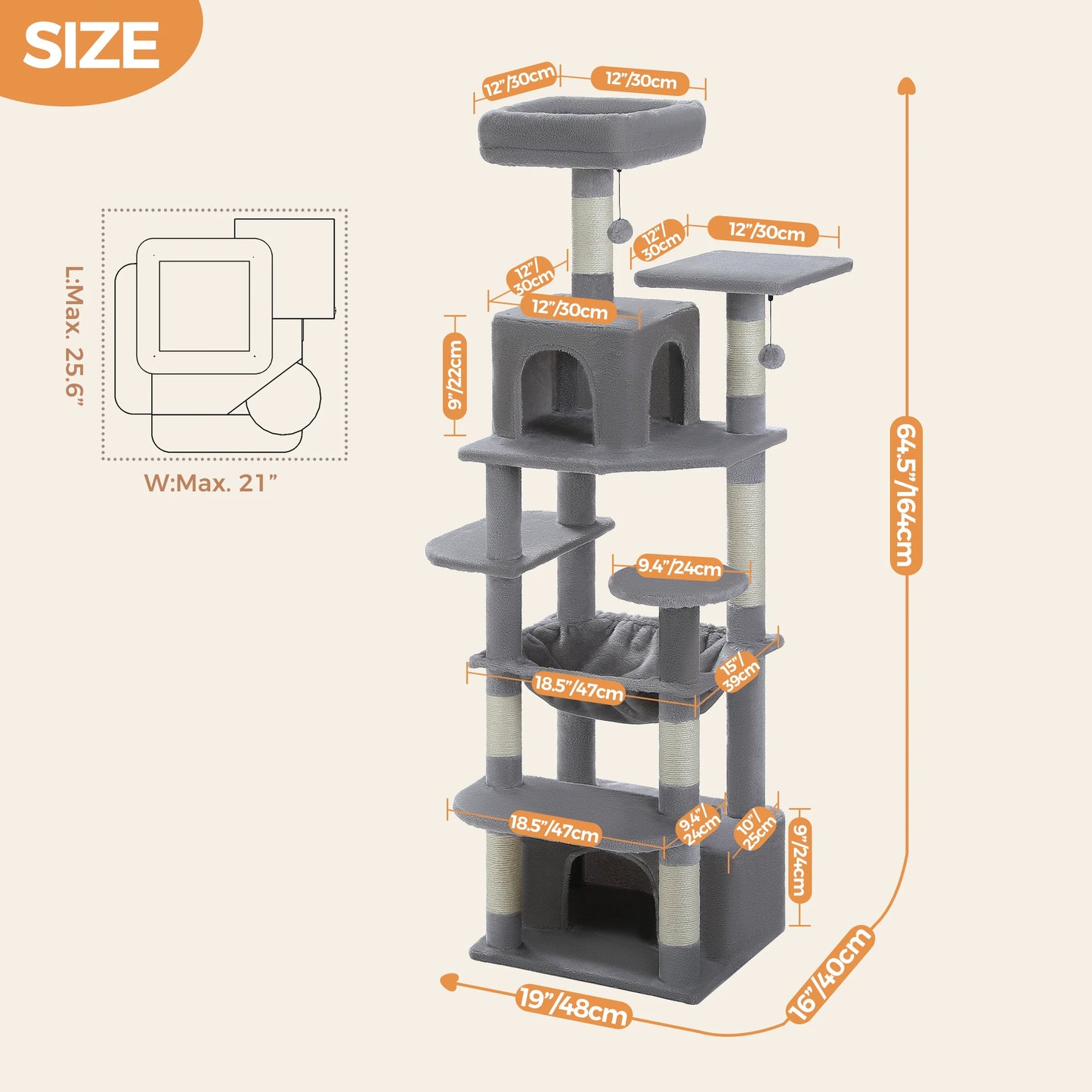 Multi-Level Cat Tree Luxury Cat Tower with Condo Hammock Cat Scrapers with Scratching Post Cat Accessories Cat Toy